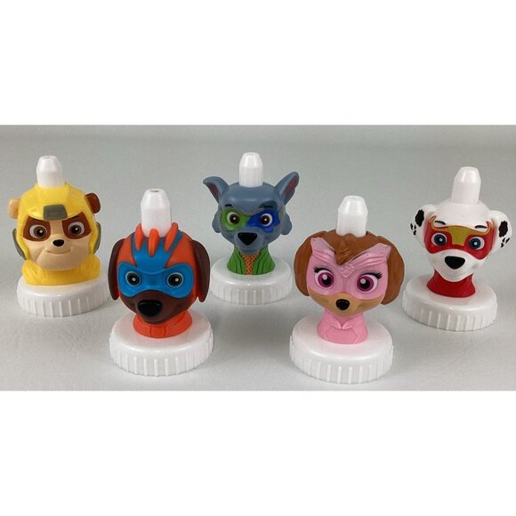 Good 2 Grow Juice Bottle Topper Lot Paw Patrol Mighty Pups Skye Marshall Rocky - Picture 1 of 6